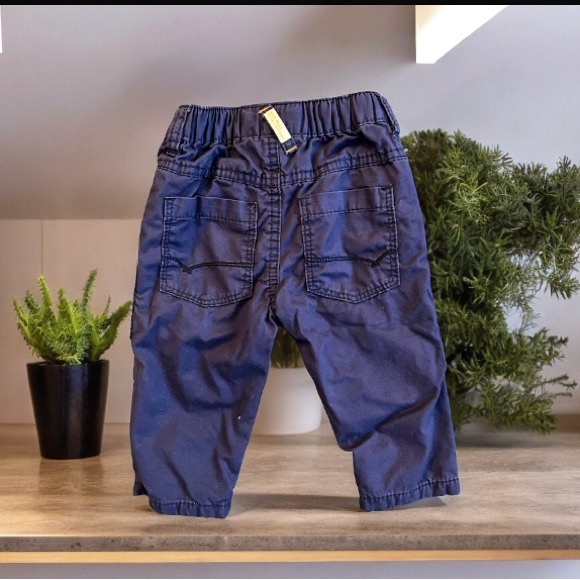 2/$25 Baby Mexx Blue Lined Cargo Pants Elastic Drawstring Adjustable Waist 6-9M - Picture 3 of 9